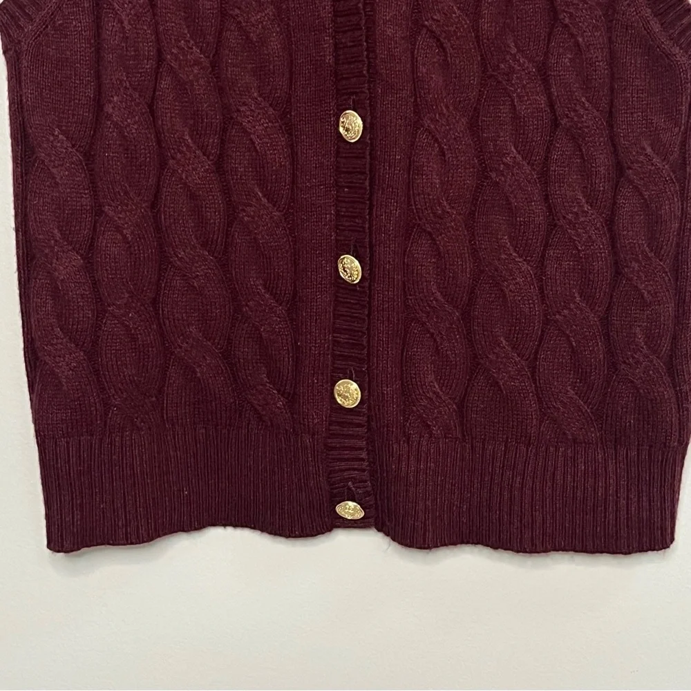 Talbots NWT Cable Knit Sweater Vest Size Medium Cotton Blend Old Money Layering - Picture 6 of 11